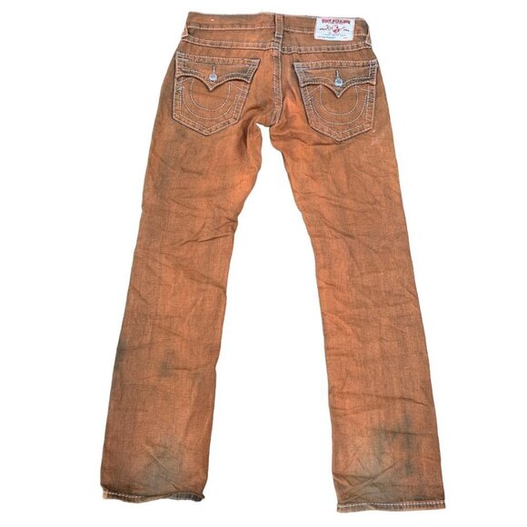 Rare True Religion Jeans Size 30 STRAIGHT Orange Stitch - Picture 2 of 7